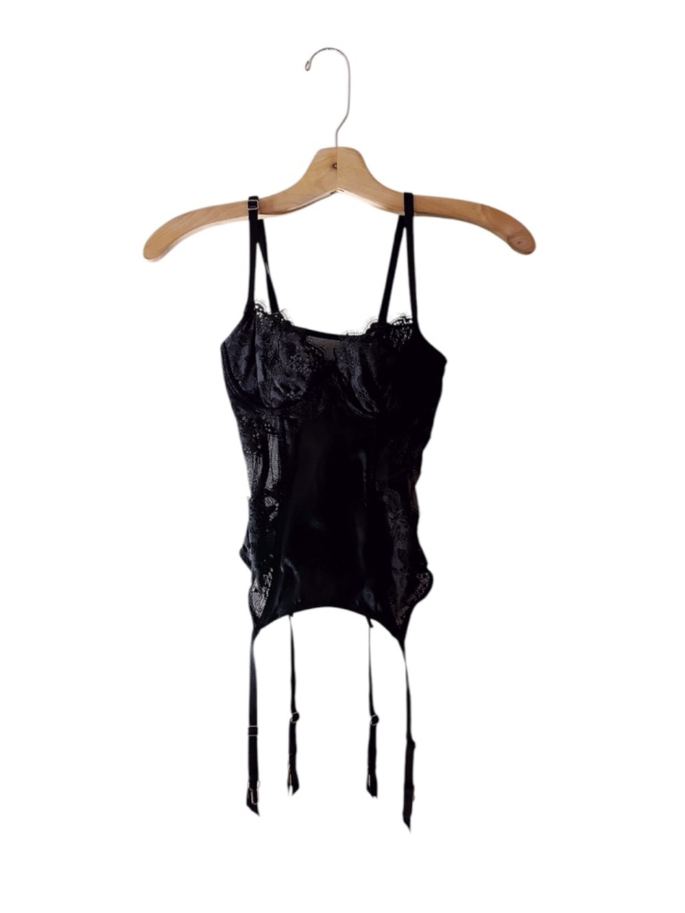 Victoria's Secret Lace Mesh Bodysuit Corset Top Black